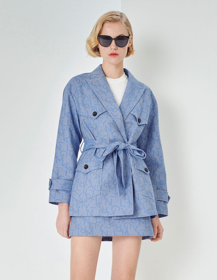 MARYLING Loose-Fit Light Blue With Belt Denim Coat