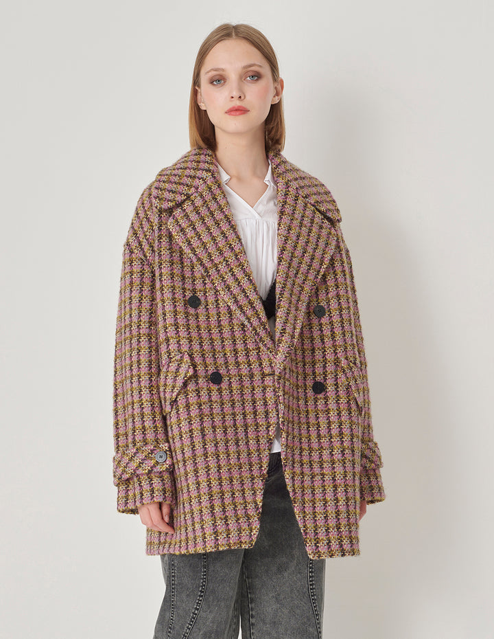 MARYLING Large Lapel Double-Breasted H-Shaped Midi Coat