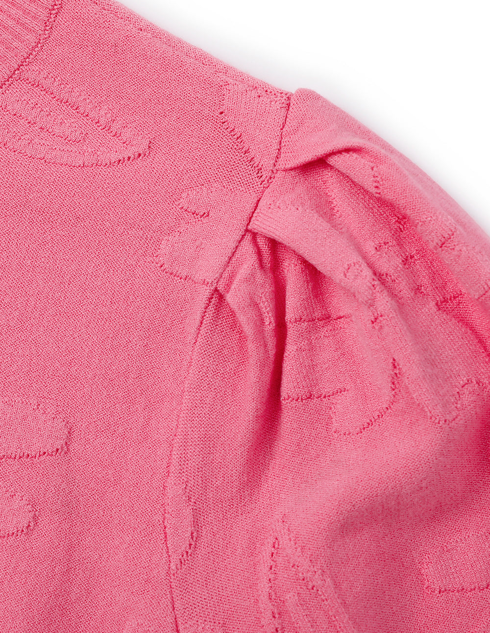 MARYLING Honey Pink Round Neck Flowers Knitted Cardigan