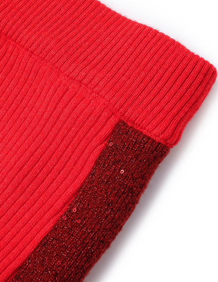 MARYLING Red Slit Knitted Skirt
