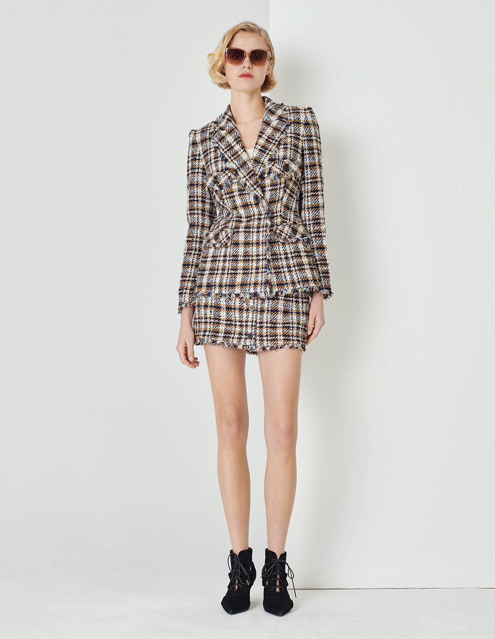 MARYLING Tweed A-Line With Tassel Mini Skirt