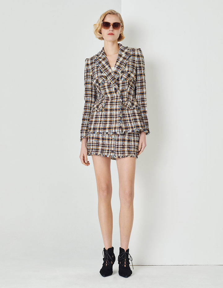 MARYLING Tweed A-Line With Tassel Mini Skirt