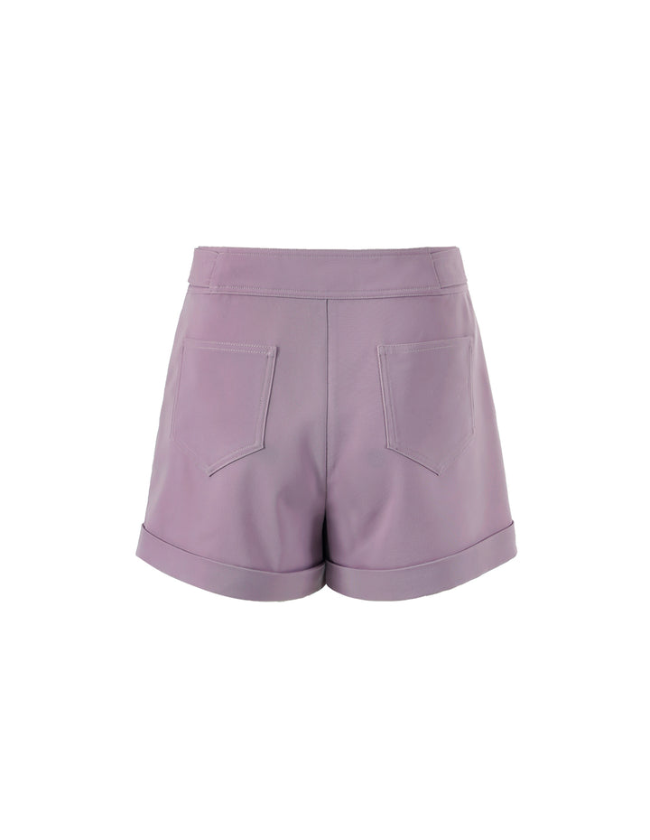 MARYLING CONTRAST BUTTON EMBELLISHED TWILL SHORTS