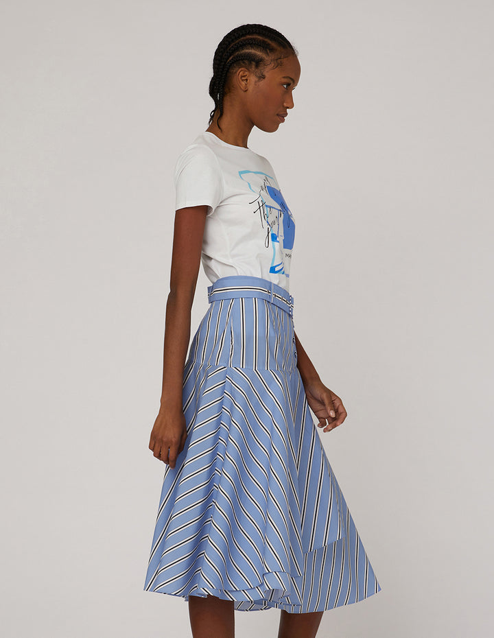 MARYLING Blue white striped asymmetrical skirt