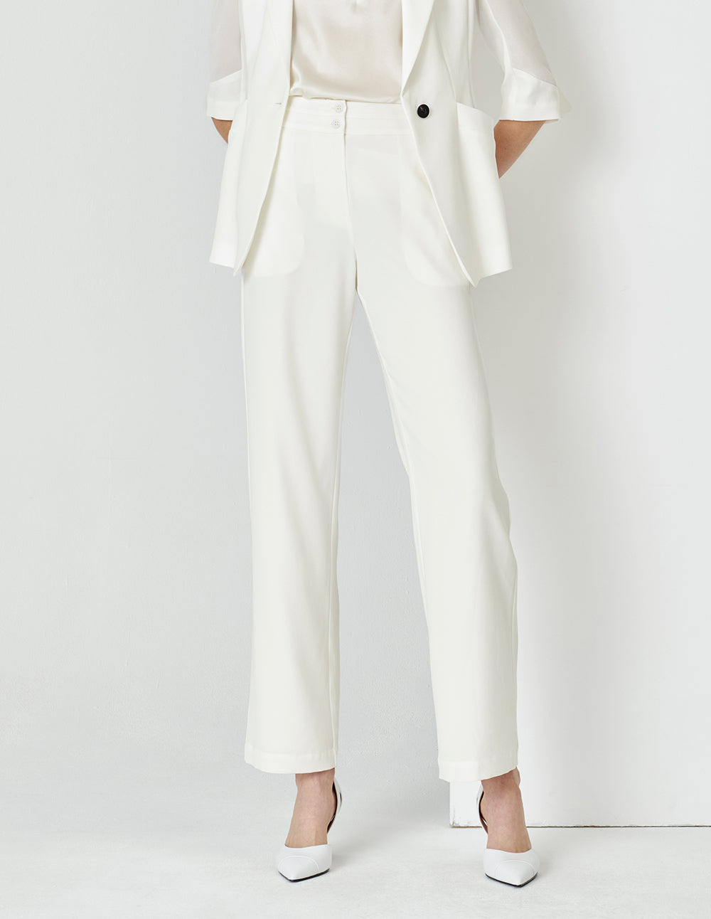 MARYLING High-End Ivory White Straight Suit Pants