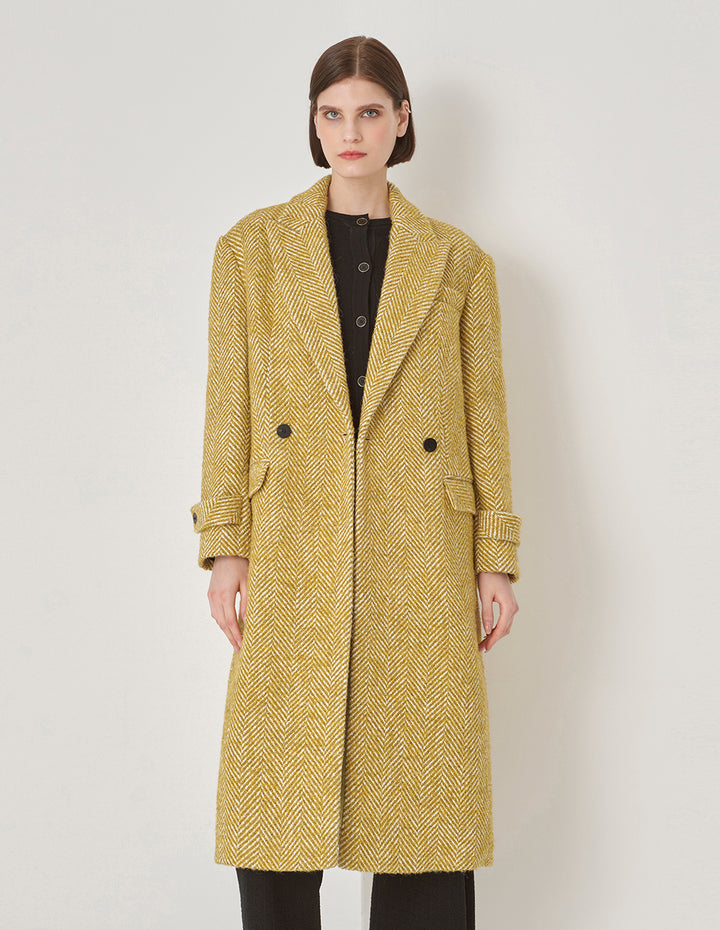 MARYLING Suit Collar Double Breasted Long Coat