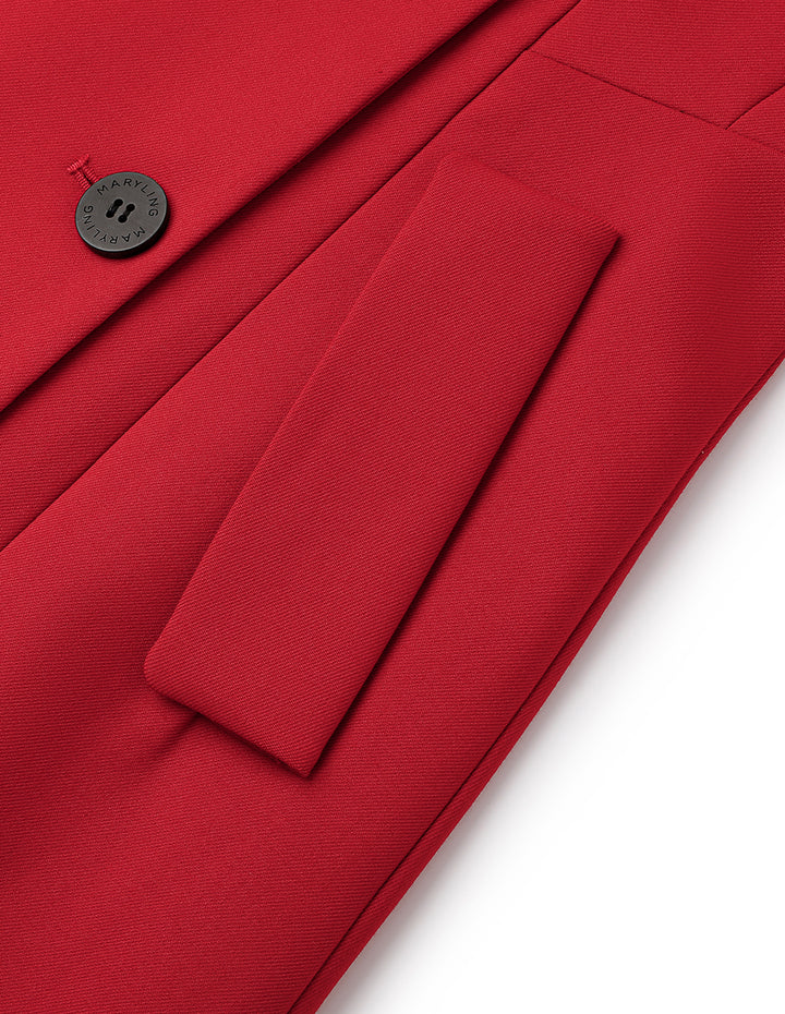 Maryling Red Spike Collar Double Breasted Coat