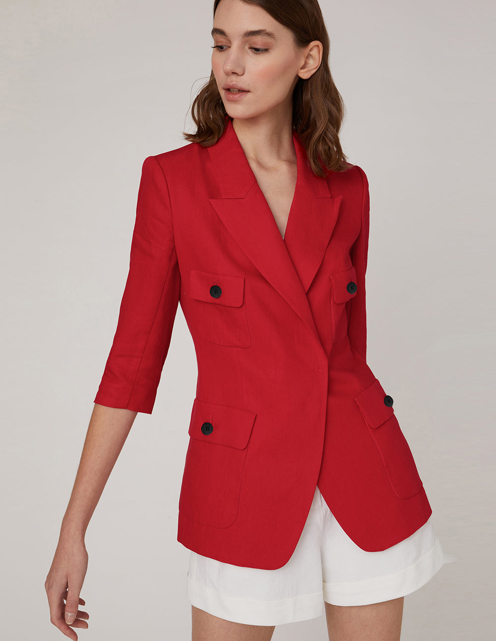 MARYLING Red Multi-Pocket Blazer
