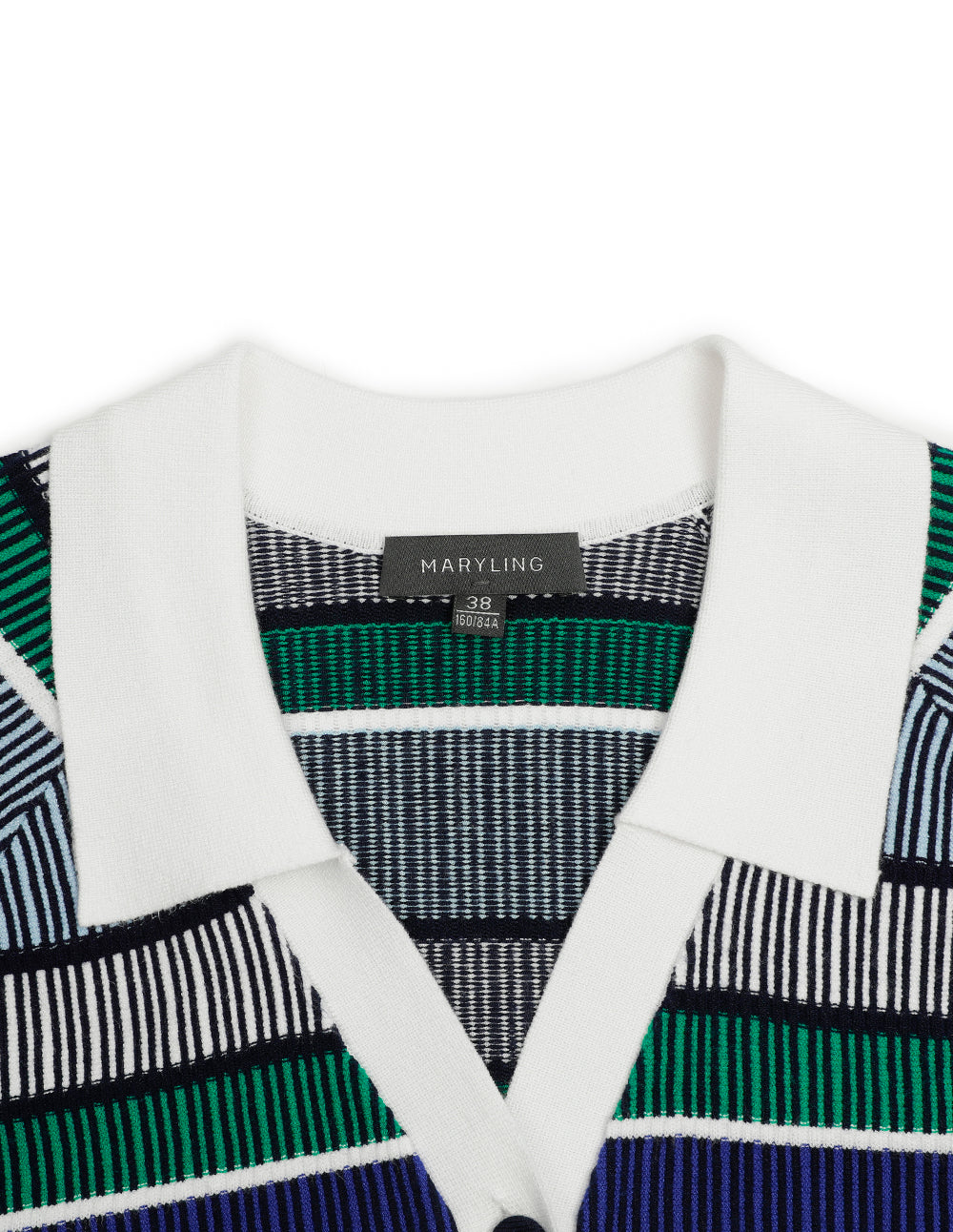 MARYLING Blue Green Striped Knitted Cardigan