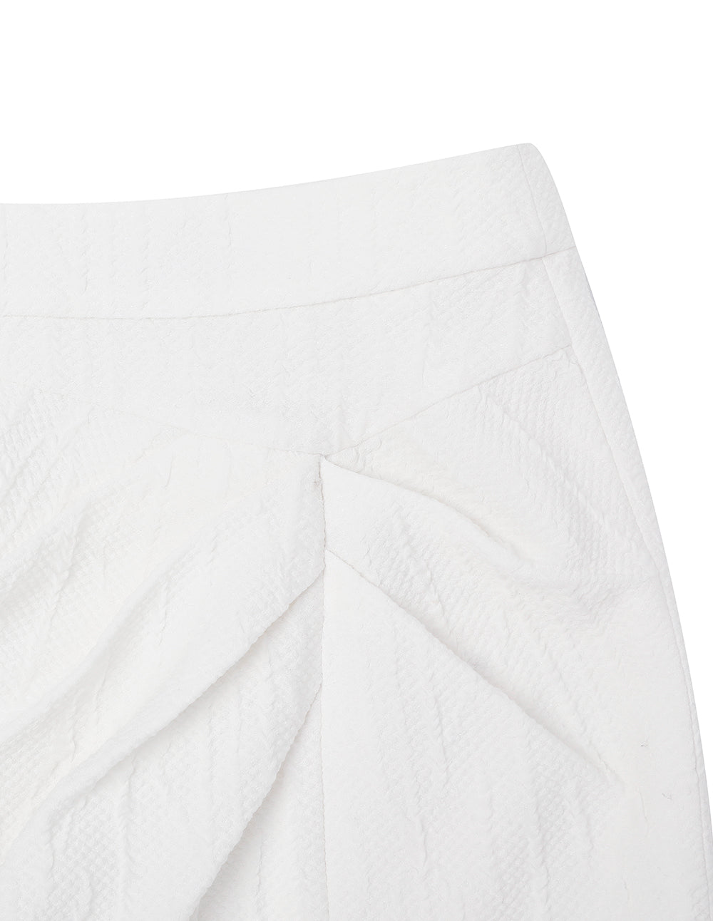 MARYLING Off-White Side Slit Pleated Mini Jacquard Skirt