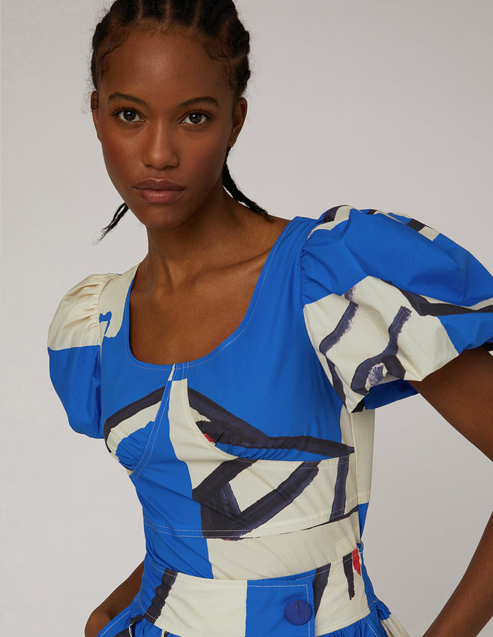 MARYLING V-neck puff sleeves top