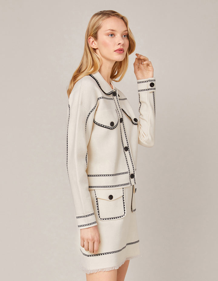 MARYLING CONTRAST STICTHING KNITTED SKIRT