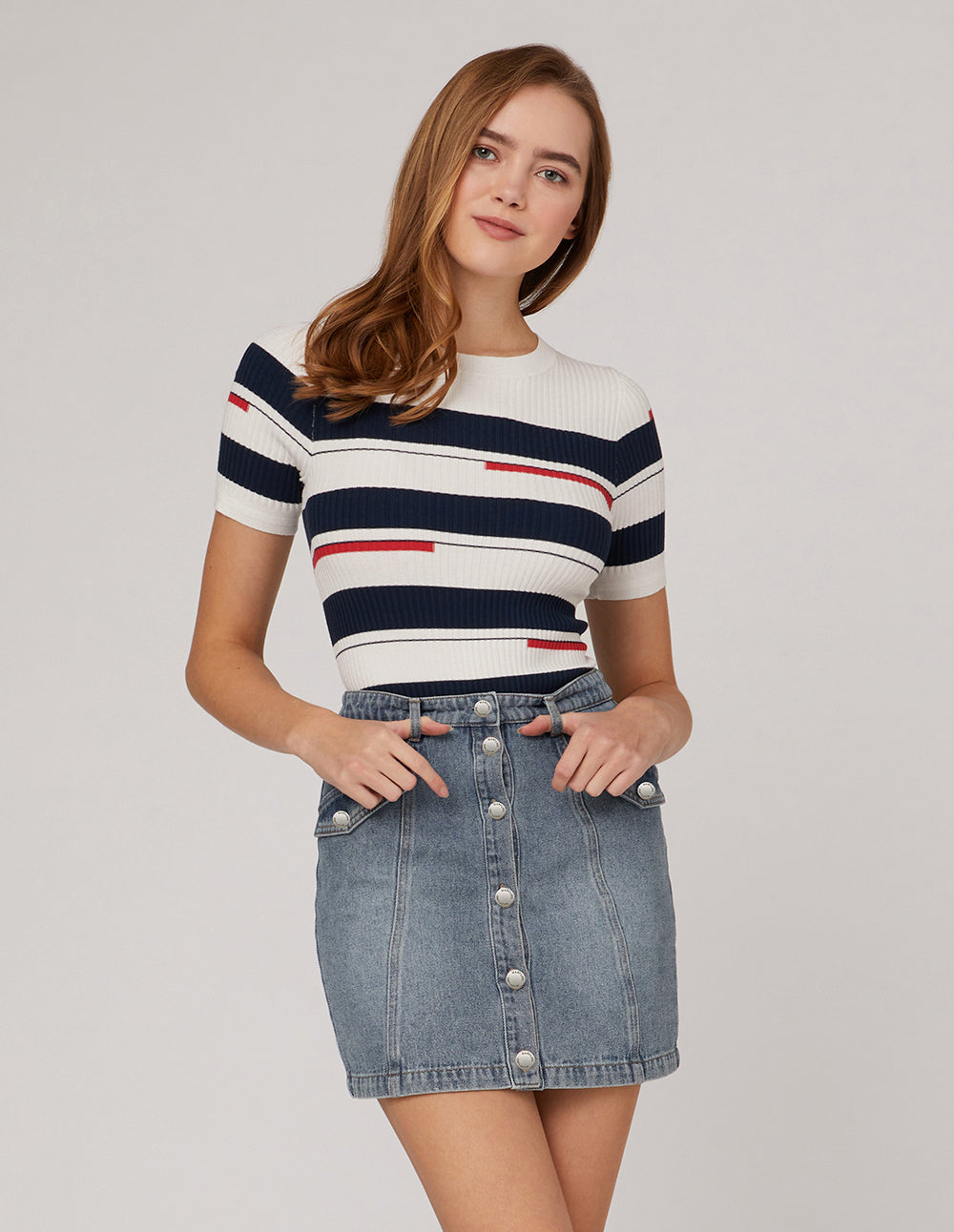 MARYLING Metal buttons  front jeans skirt