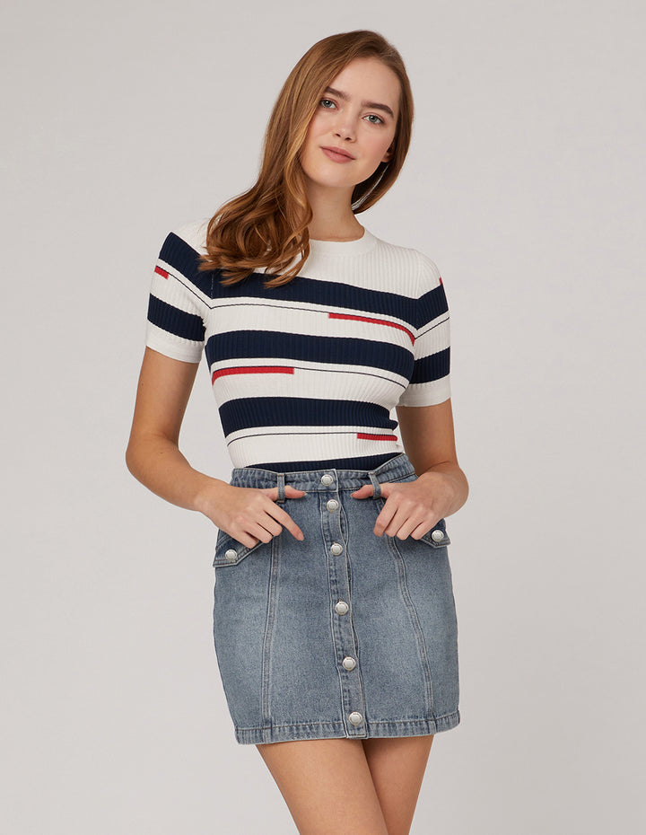 MARYLING Metal buttons  front jeans skirt