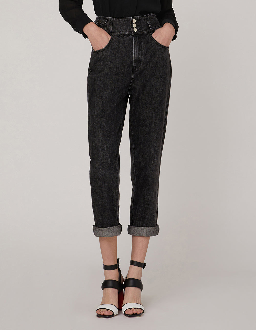 MARYLING ROLL HEM WASH DENIM JEANS