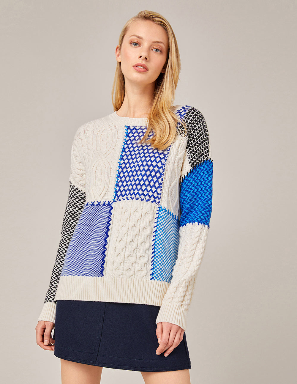 MARYLING STRETCH KNITTED A-LINE MINI SKIRT