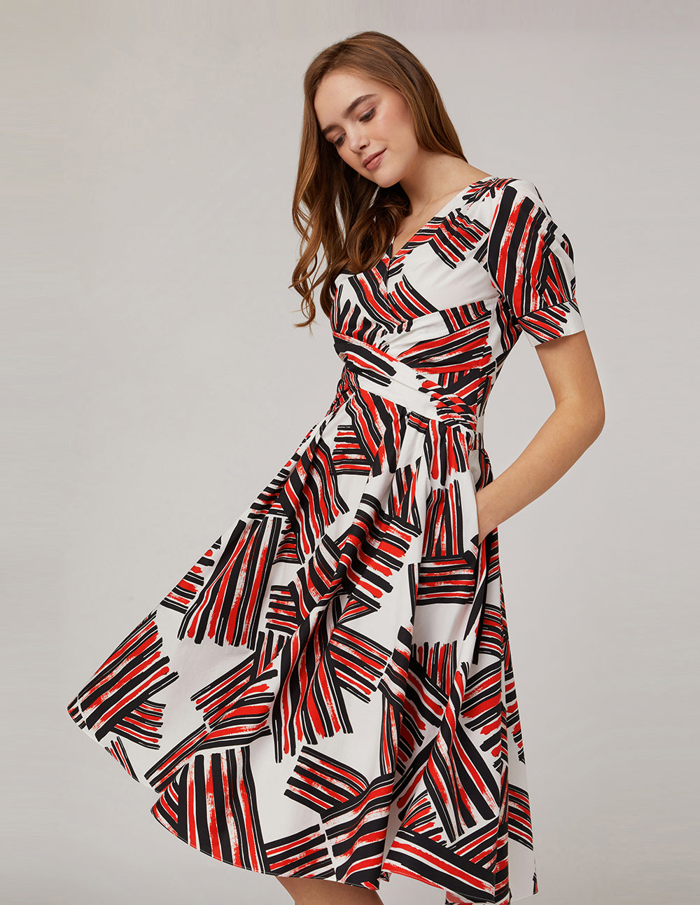 MARYLING V-Neck Puffed Sleeves Dress