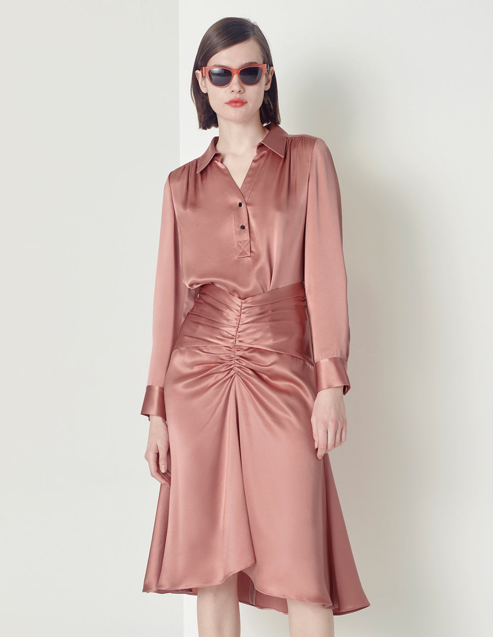 MARYLING GATHERED FRONT FISHTAIL SKIRT