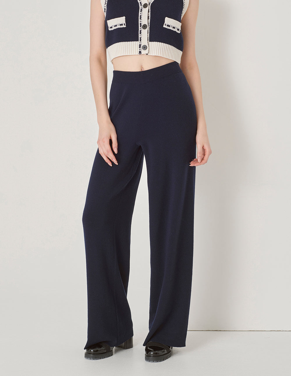 MARYLING Dark Blue Wool Knit Trousers