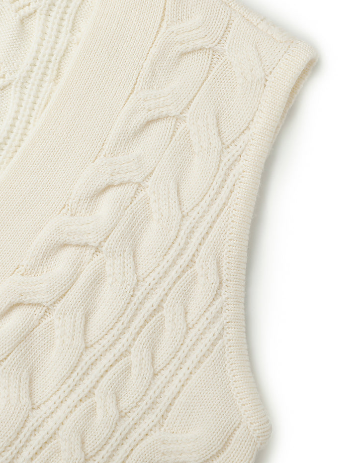 Maryling Off-White Cross Tie Wool Vest