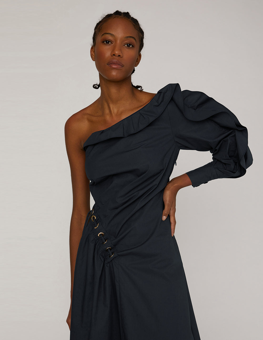 MARYLING Dark blue one-shoulder dress