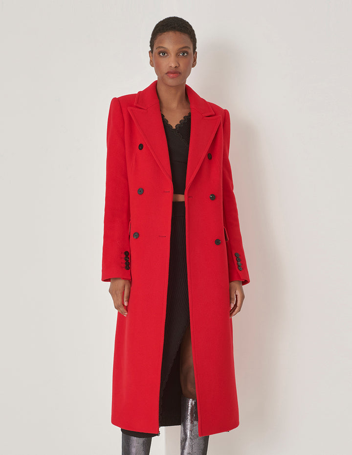 MARYLING Red Peaked Lapel H-Shaped Long Suit Coat