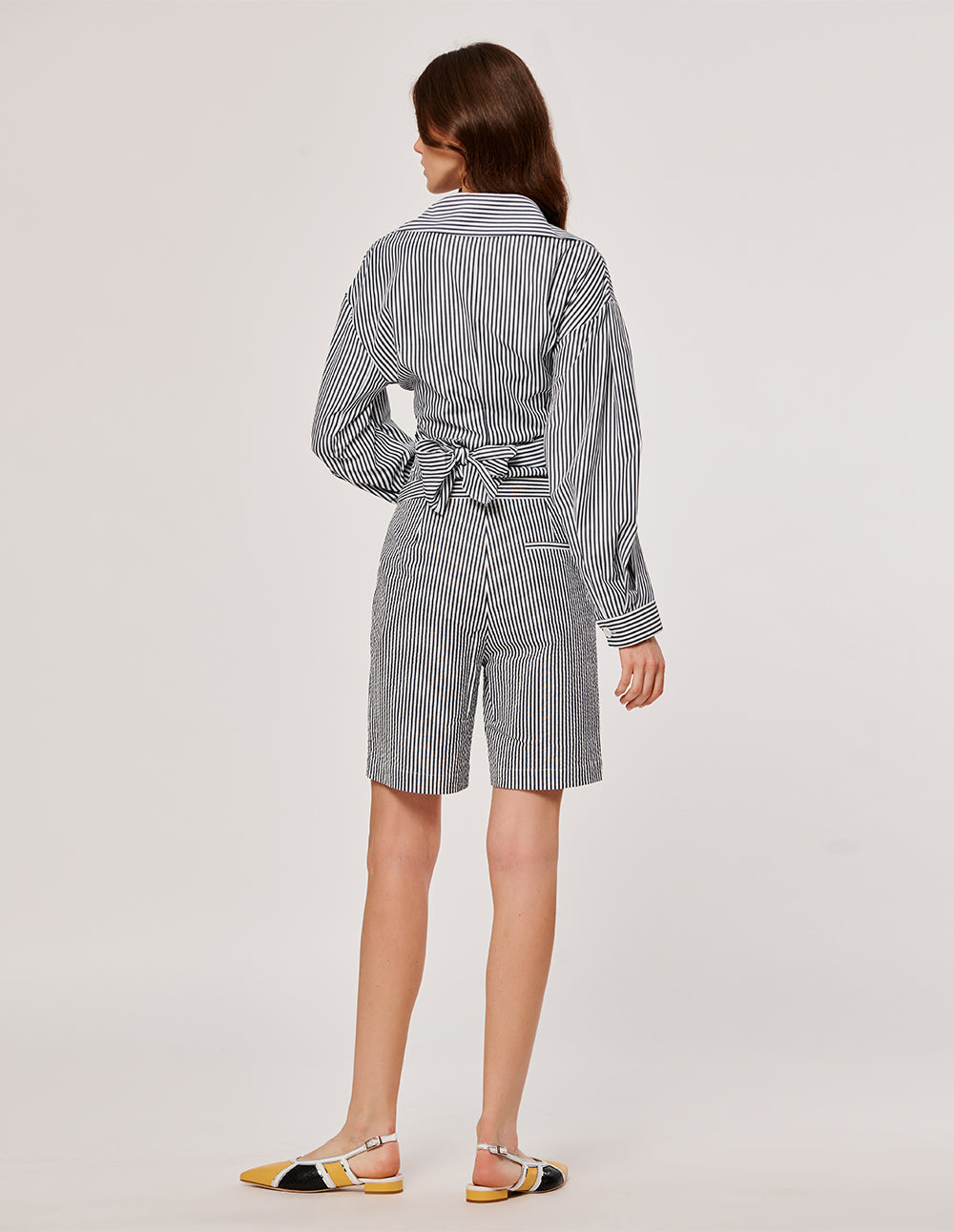 MARYLING Stripe Pin Pattern Bermuda Shorts