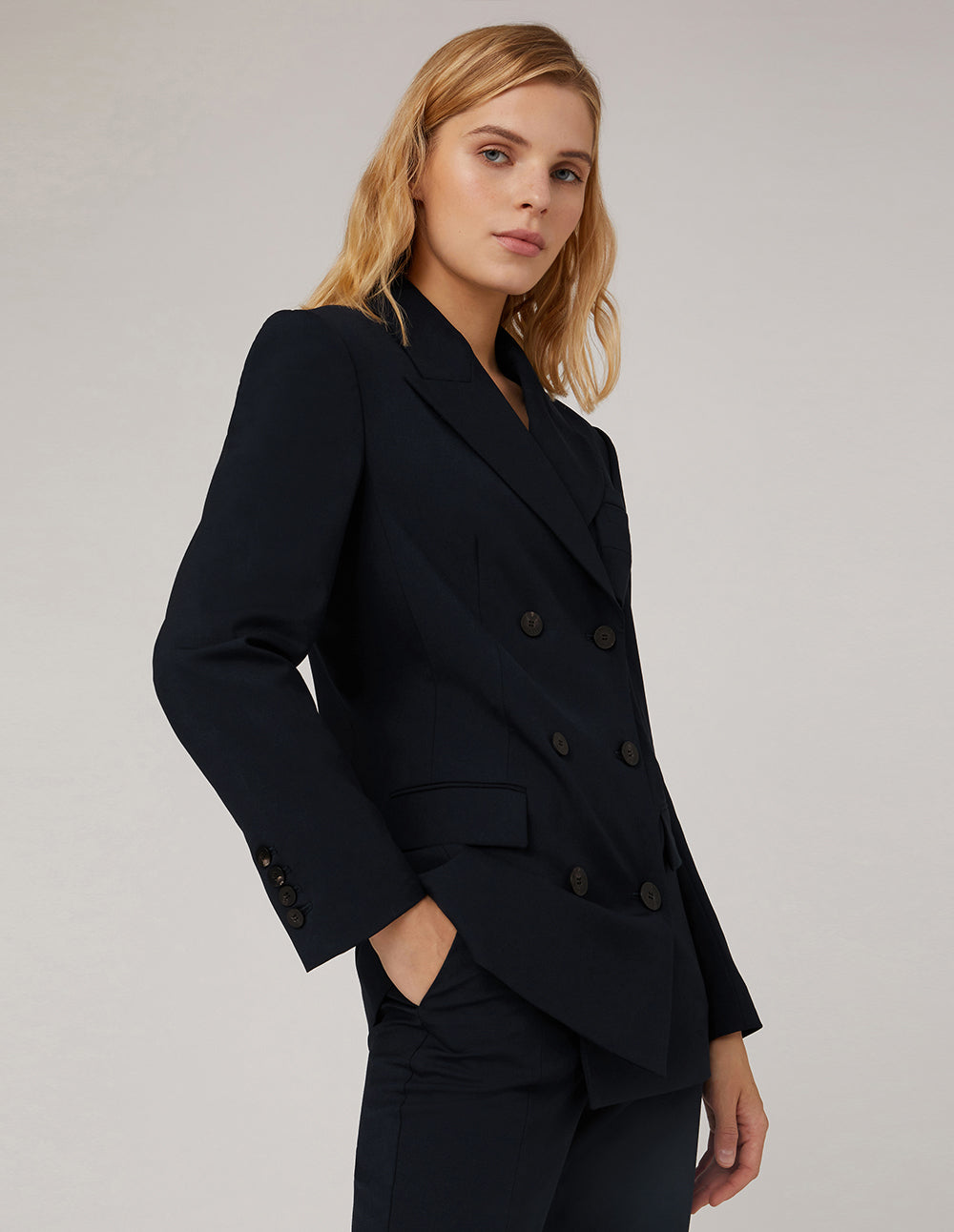 MARYLING Peak-Lapel Double-Breasted Slim-Fit Blazer