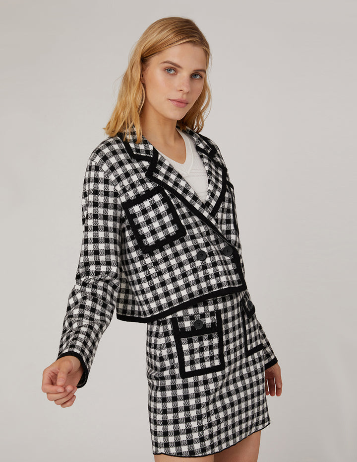 MARYLING CHECK Tassel Trim Jacquard Knitted Skirt