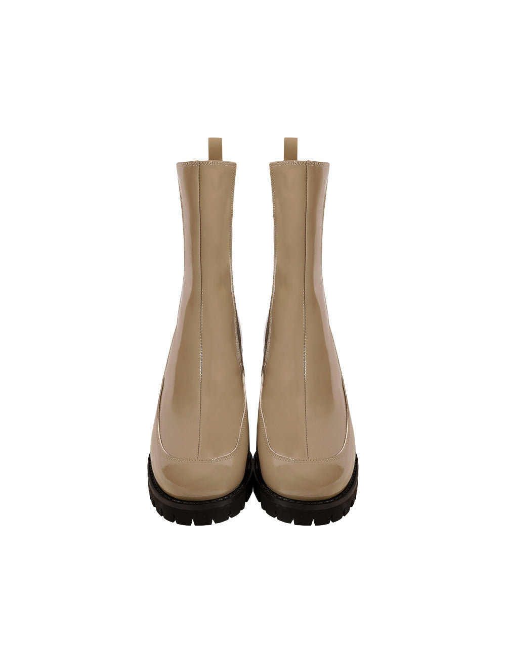 MARYLING charcoal black knitted round toe plus velvet mid-heel boots