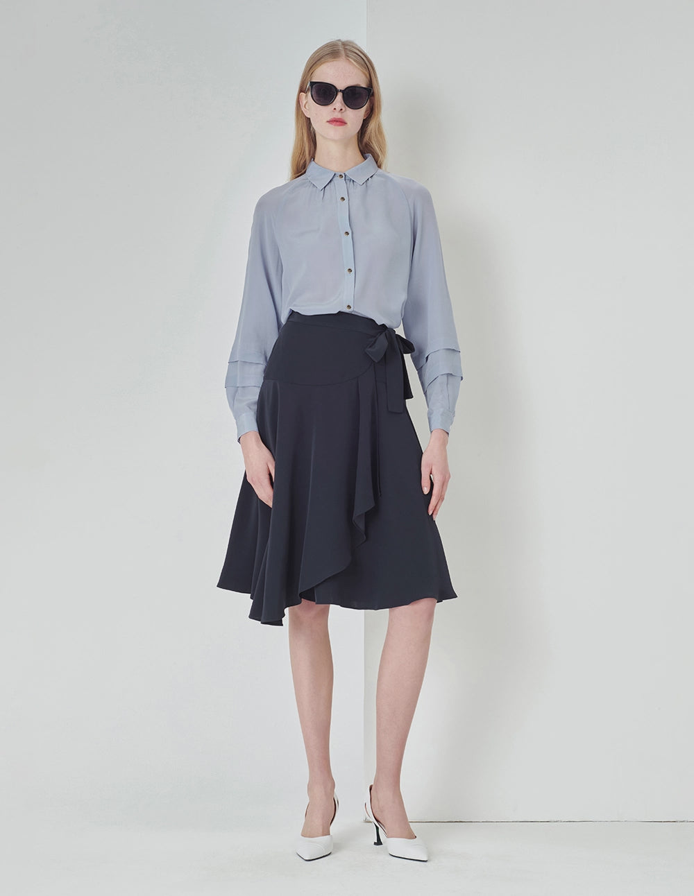 MARYLING Spring Midnight Blue Bow knot Mini Skirt