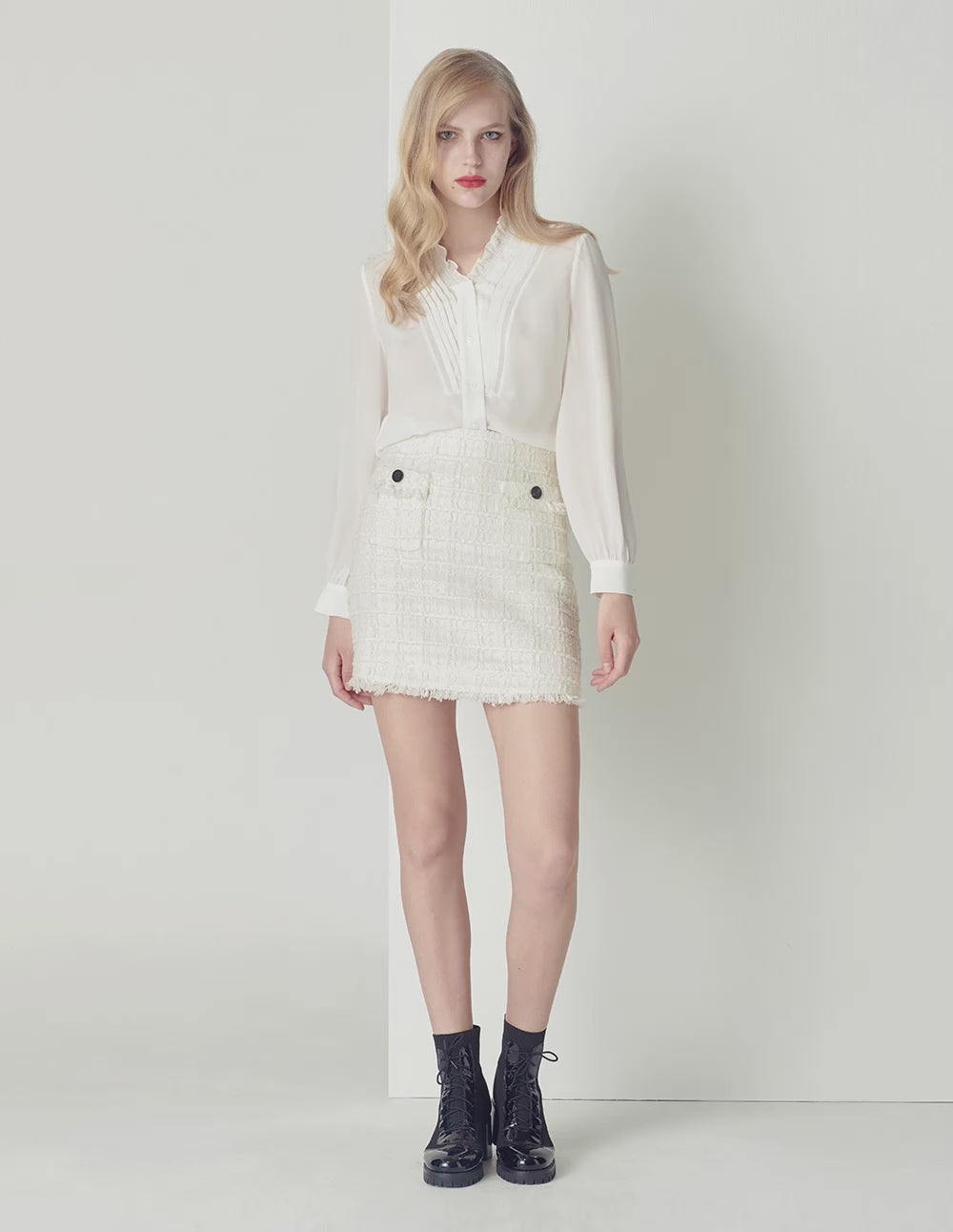 MARYLING Off-white tassel multi-pocket mini skirt