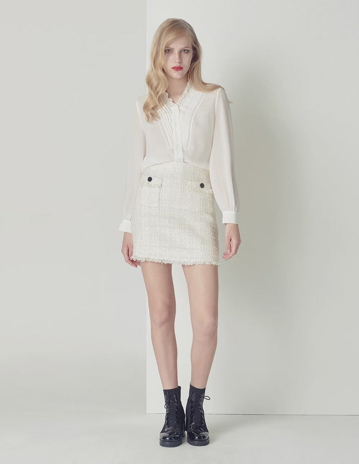 MARYLING Off-white tassel multi-pocket mini skirt