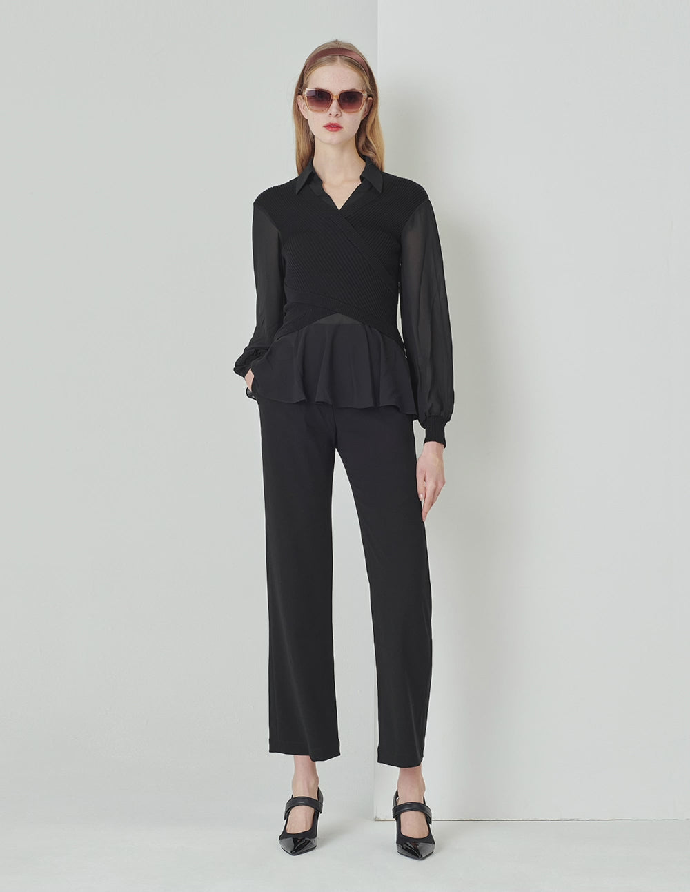 MARYLING Black Classic Straight Trousers