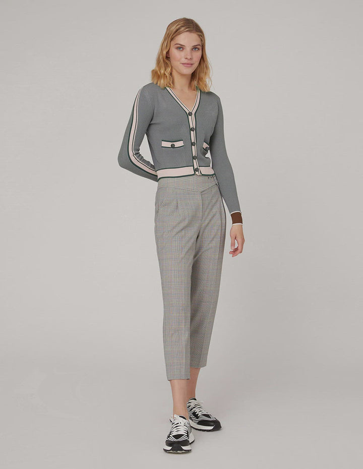 MARYLING Gray stitching slim V-neck cardigan