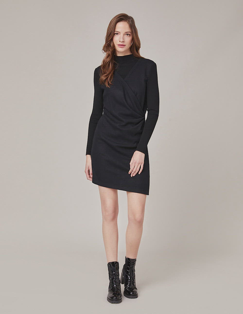 MARYLING V-Neck Knitted Draped Dress