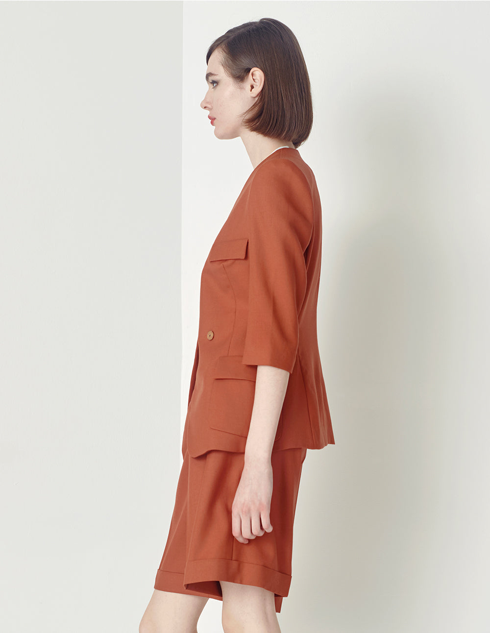 MARYLING Quarter Sleeves Collarless Blazer