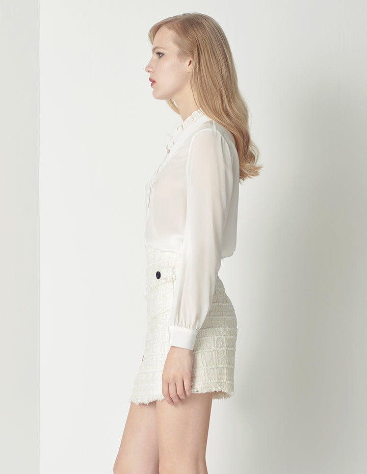 MARYLING Off-white tassel multi-pocket mini skirt