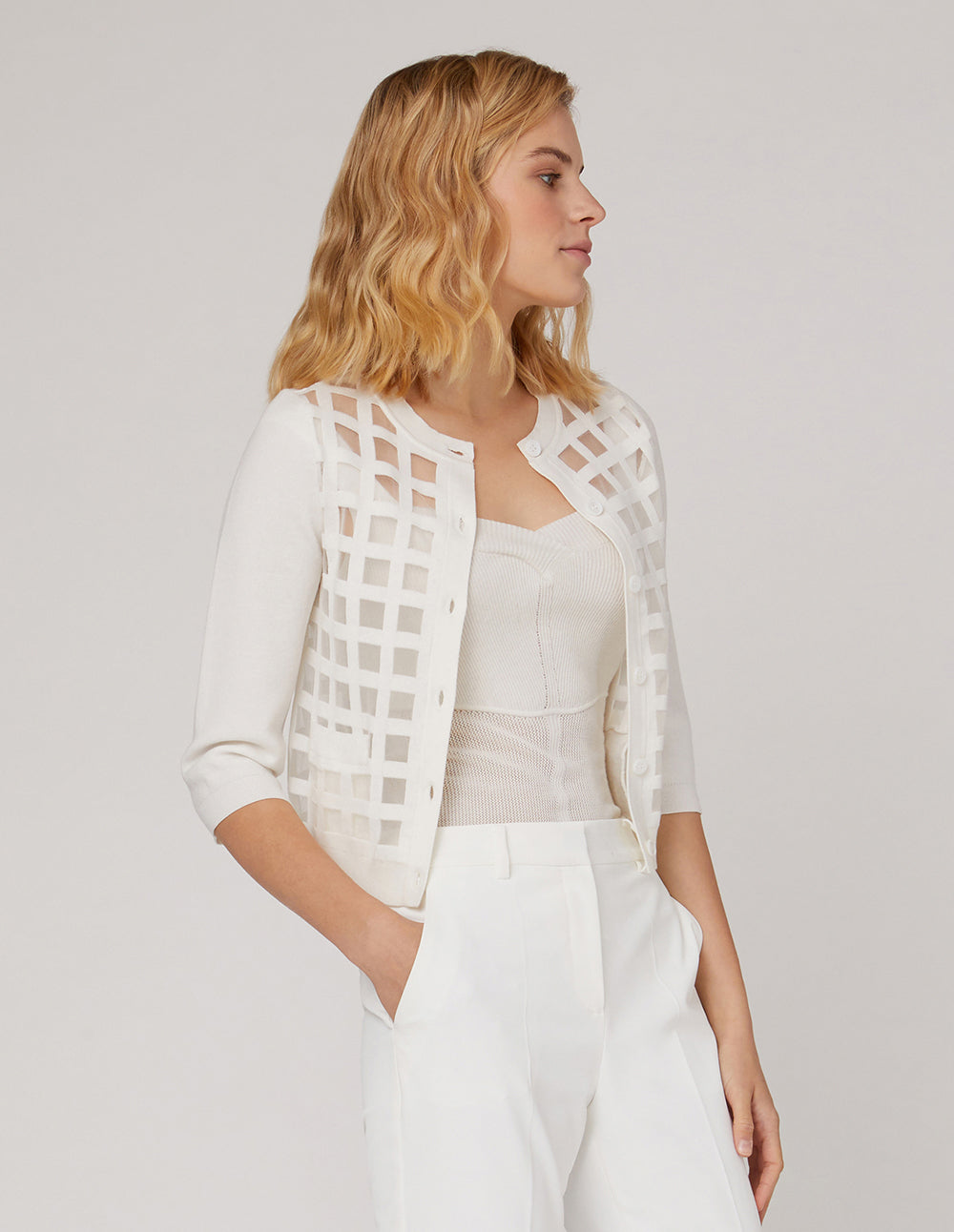 MARYLING V-Neck High-Elastic Core-Spun Yarn Cardigan