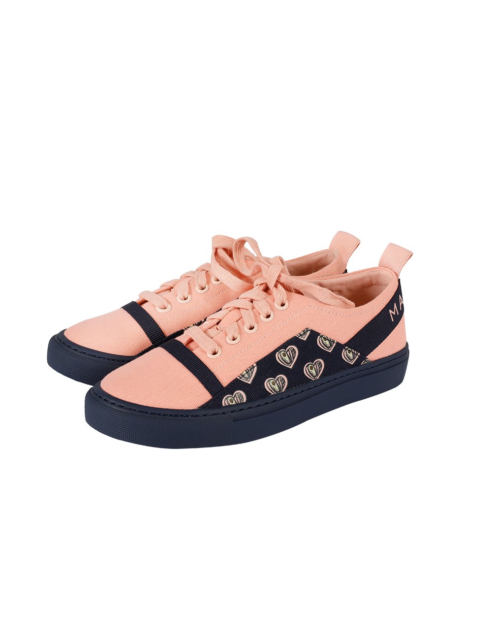 MARYLING Heart Avocado Printed Lace Up Canvas Sneakers