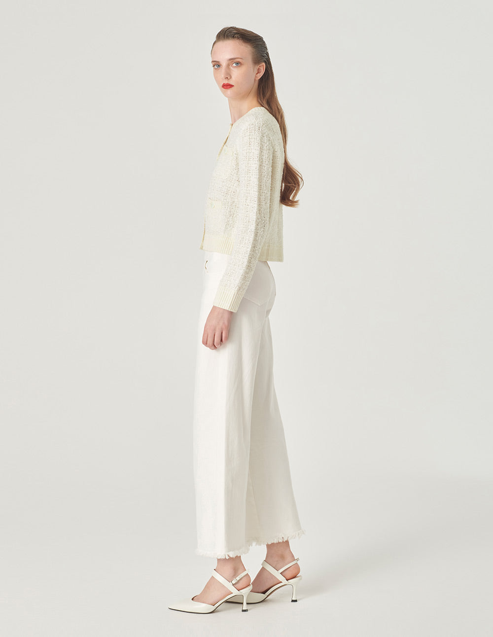 MARYLING Round Neck Dark Pattern Knitted Cardigan