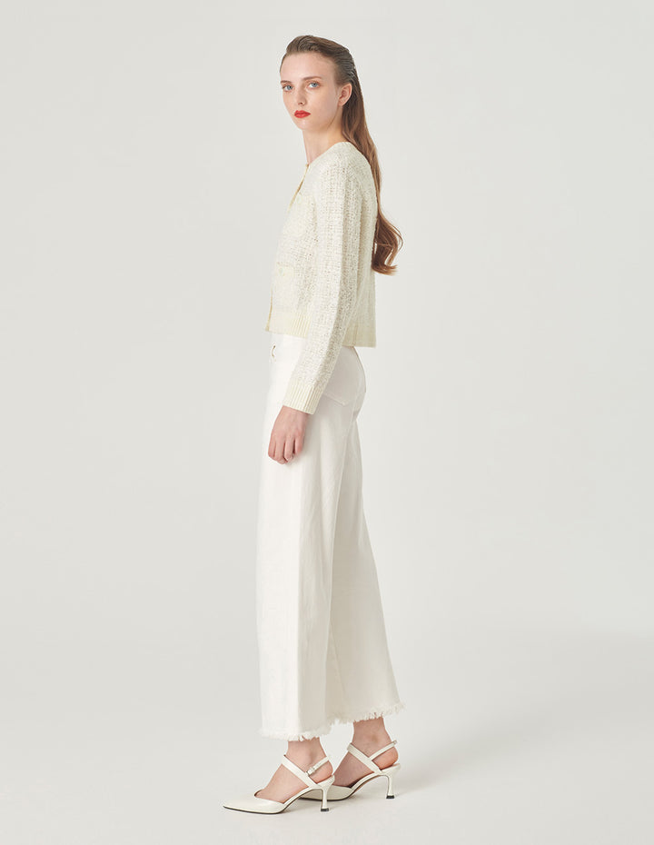 MARYLING Round Neck Dark Pattern Knitted Cardigan