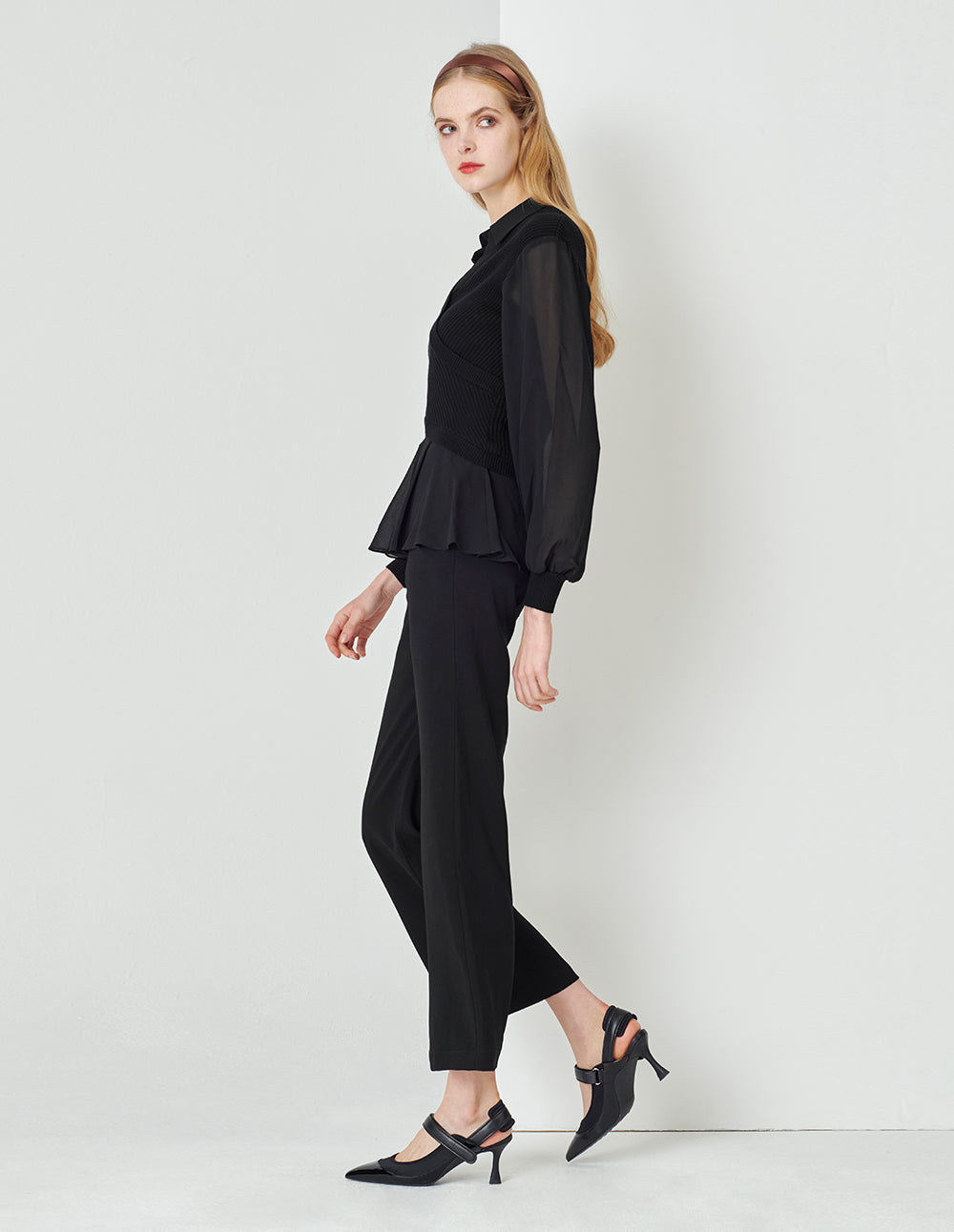 MARYLING Black Classic Straight Trousers