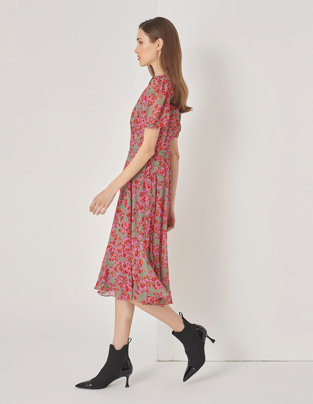 MARYLING V-Neck Bubble Short-Sleeved Dress