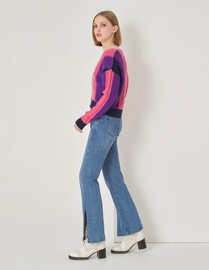 MARYLING Rose Pink Gradient Knitted Cardigan