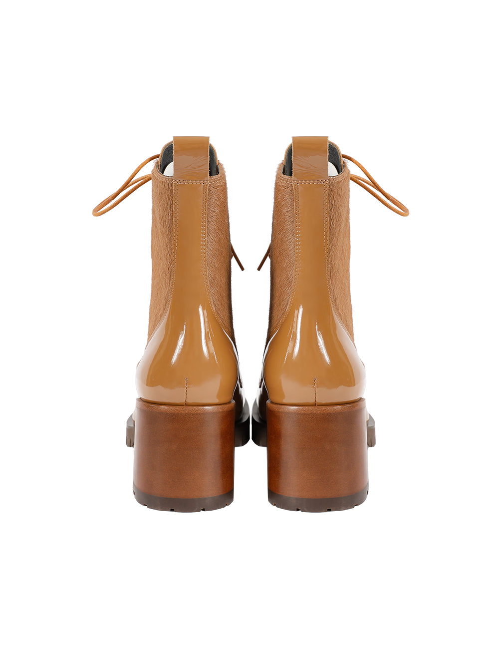 MARYLING PATENT TEXTURED LACE-UP BOOTS