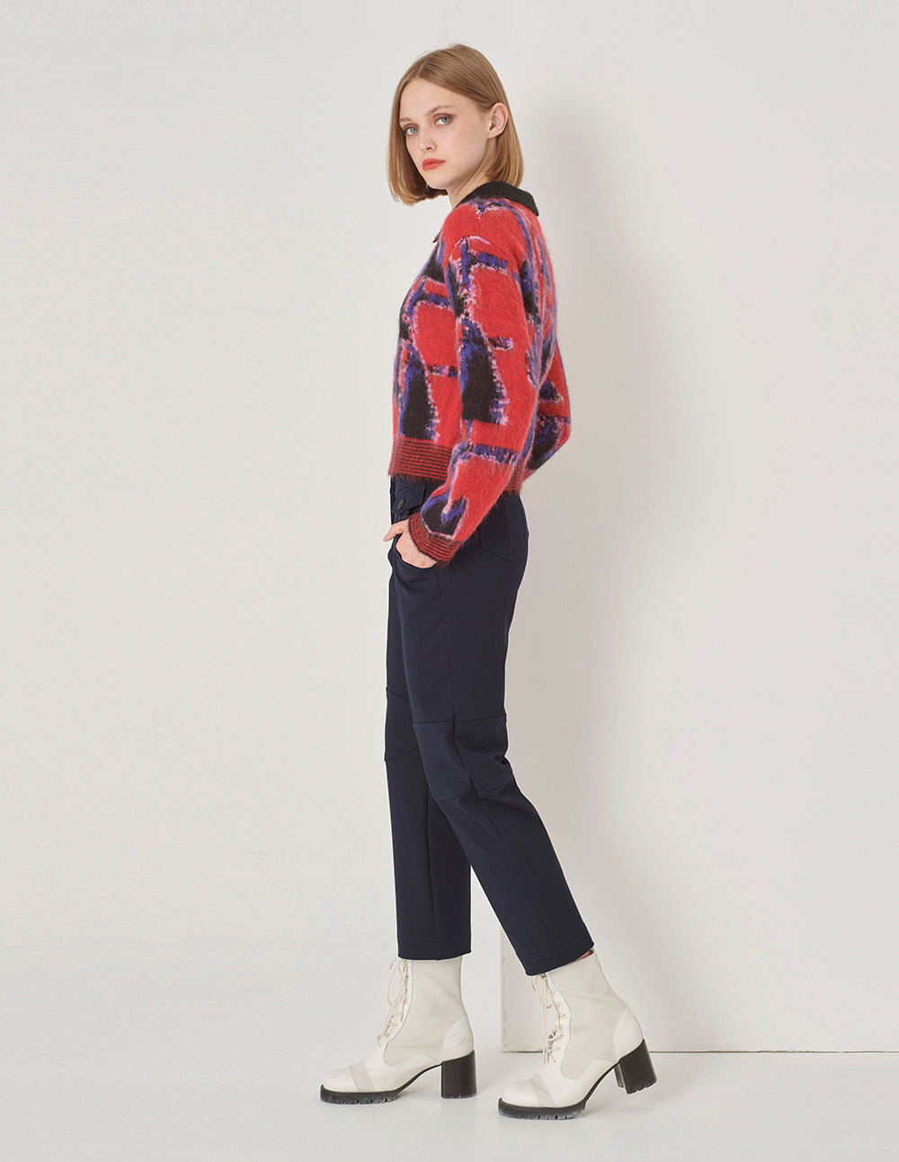 MARYLING Dark Blue Straight Leg Cropped Pants
