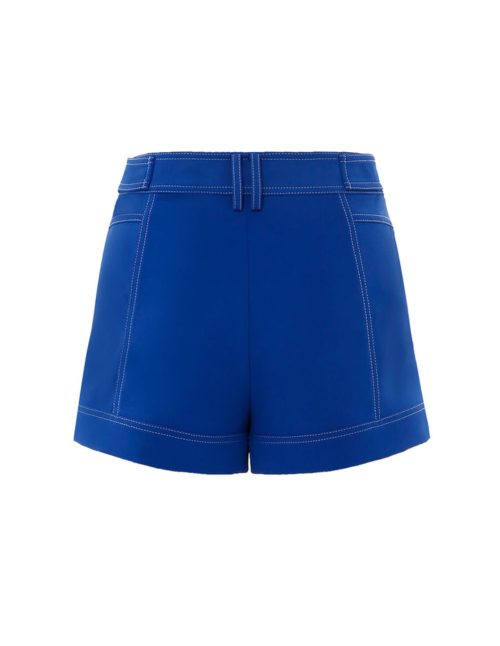 MARYLING CONTRAST STITCHING TRIACETATE SHORTS