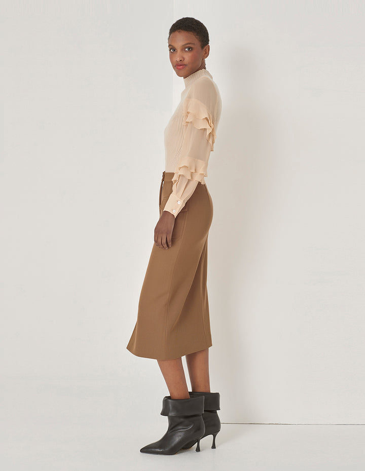 MARYLING Military Style Slit Front Skirt