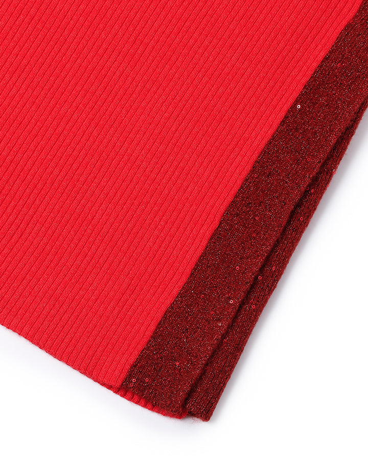 MARYLING Red Slit Knitted Skirt